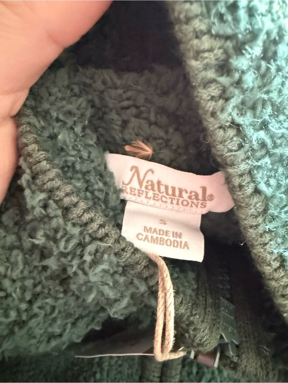 NWT Natural Reflections Sherpa Zip Jacket in Green Size Small - Picture 3 of 5